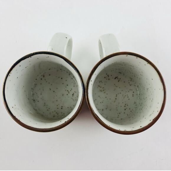 Set 2- Vintage Speckled Stoneware Red Cardinal Bird Ceramic Coffee Mugs Cups Tea - Picture 5 of 12